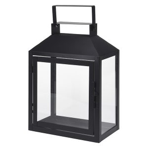 Latarenka metalowa szklana 35 cm czarna 53698 Latarenka metalowa szklana 35 cm czarna 53698
