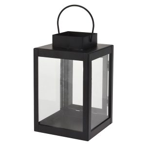 Latarenka metalowa ze szkłem 16 cm czarna 50143 Latarenka metalowa ze szkłem 16 cm czarna 50143