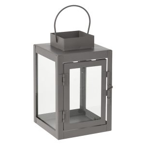 Latarenka metalowa ze szkłem 16 cm szara 50145 Latarenka metalowa ze szkłem 16 cm szara 50145
