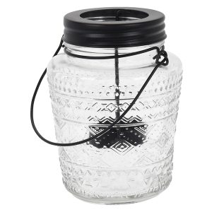 Latarenka szklana słoik 13 cm czarna 44406 Latarenka szklana słoik 13 cm czarna 44406