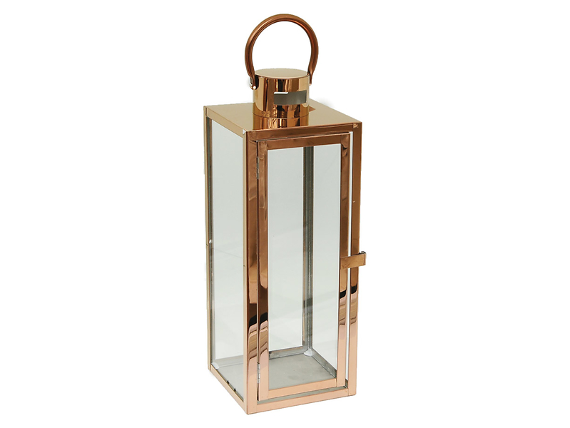 Latarnia metalowa Barcelona L 50 cm miedziana 47766