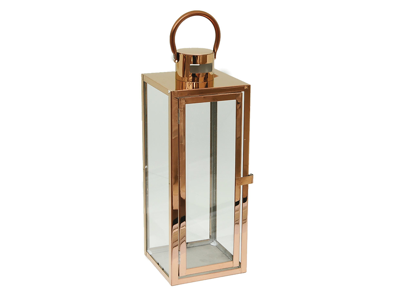 Latarnia metalowa Barcelona M 39 cm miedziana 47767