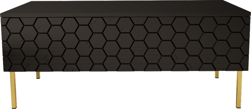 Ława 120cm na złotych nóżkach - Hexa 3 Czarny połysk 139718