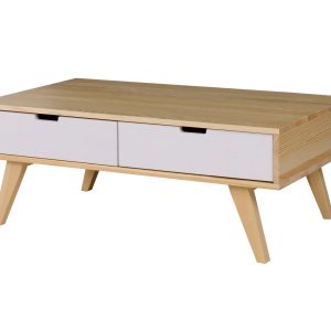 Ława 45×120 cm drewniana Malmo z 4 szufladami, kolor sosnowy + bielony 385550 Ława 45×120 cm drewniana Malmo z 4 szufladami, kolor sosnowy + bielony 385550