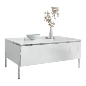 Ława AURORA silver ze schowkiem, biała, nóżki proste chromowane 865137 Ława AURORA silver ze schowkiem, biała, nóżki proste chromowane 865137