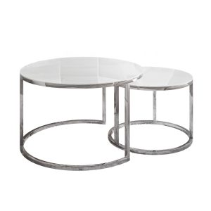Ława CIRI 2w1 chrom/białe szkło 223666 Ława CIRI 2w1 chrom/białe szkło 223666