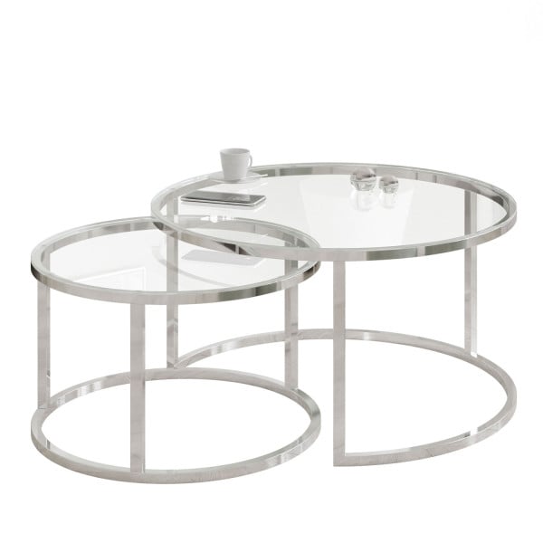 Ława CIRI 2w1 chrom/szklany blat 217799