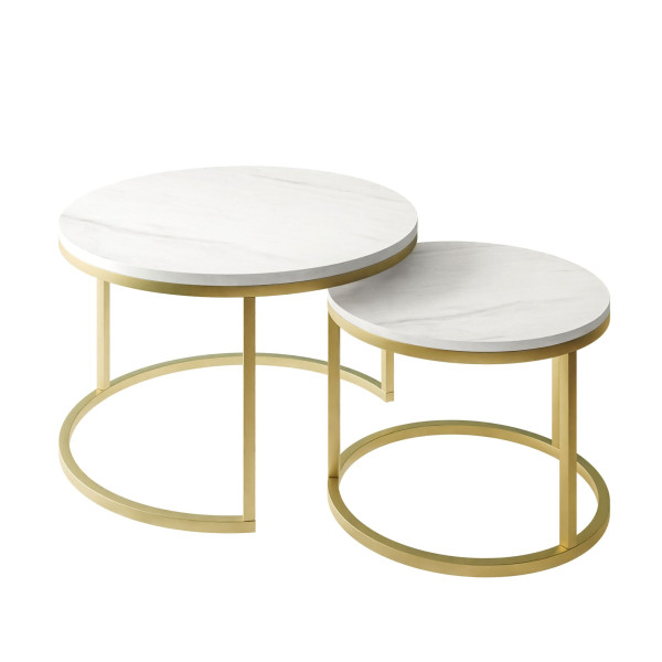 Ława CIRI 2w1 złoty mat/marmur levanto 70cm/50cm 222422