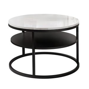 Ława CIRI SLIM z półką czarny/biały połysk 220928 Ława CIRI SLIM z półką czarny/biały połysk 220928