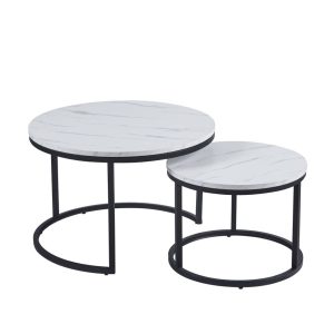 Ława DUO blat biały marmur nogi czarne do salonu 2w1 962875 Ława DUO blat biały marmur nogi czarne do salonu 2w1 962875