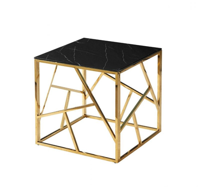 Ława ESCADA B II 55x55 czarny marmur/złota 874132
