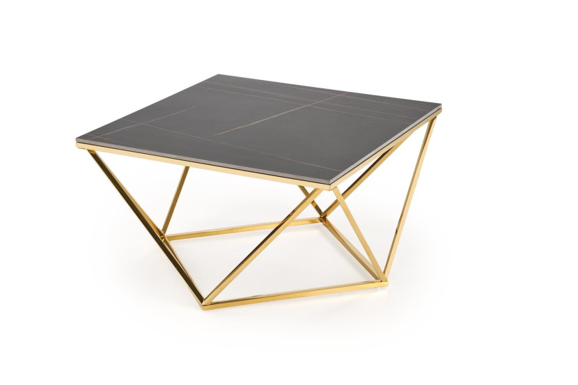 Ława FELICIA 80x80 czarny marmur/złota 874109