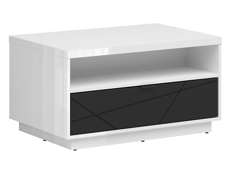 Ława Forn 90x60 z szufladą biały połysk/czarny mat 48615