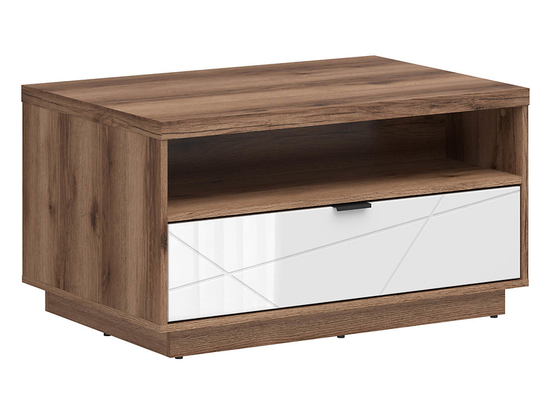 Ława Forn 90x60 z szufladą dąb delano ciemny/biały połysk 48616