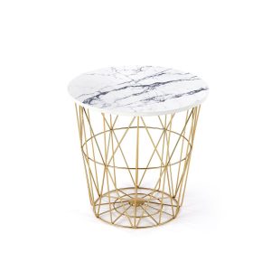 Ława HARISSA G 42×42 biały marmur/złota 879884 Ława HARISSA G 42×42 biały marmur/złota 879884