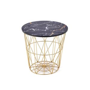 Ława HARISSA G 42×42 czarny marmur/złota 879871 Ława HARISSA G 42×42 czarny marmur/złota 879871