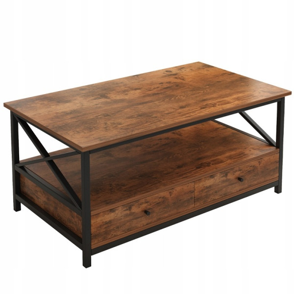 Ława industrialna stolik drewniany kawowy loft szuflady do salonu 100cm 896072