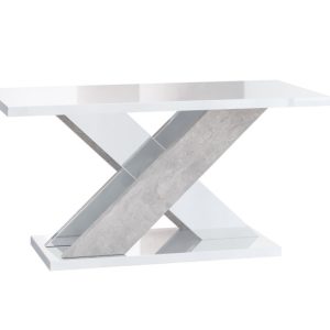 Ława kawowa biały połysk, dekor betonu 110×70 XARA MINI nowoczesny stolik 252772 Ława kawowa biały połysk, dekor betonu 110×70 XARA MINI nowoczesny stolik 252772