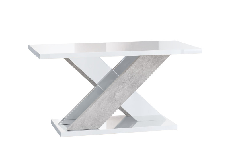 Ława kawowa biały połysk, dekor betonu 110x70 XARA MINI nowoczesny stolik 252772