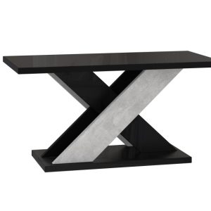 Ława kawowa czarny połysk, dekor betonu 110×70 XARA MINI nowoczesny stolik 252770 Ława kawowa czarny połysk, dekor betonu 110×70 XARA MINI nowoczesny stolik 252770