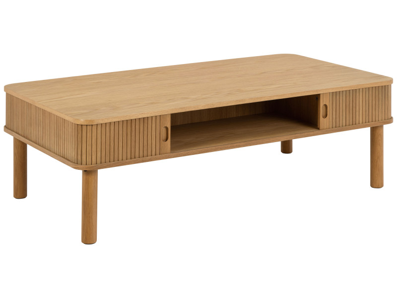 Ława Ligna 130 cm lamelowa z półką, Oak lacquered 797741