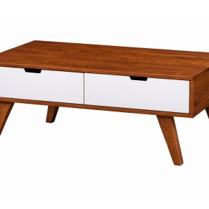 Ława Malmo 120 cm drewniana 4 szuflady, kolor kasztan + bielony 963930 Ława Malmo 120 cm drewniana 4 szuflady, kolor kasztan + bielony 963930