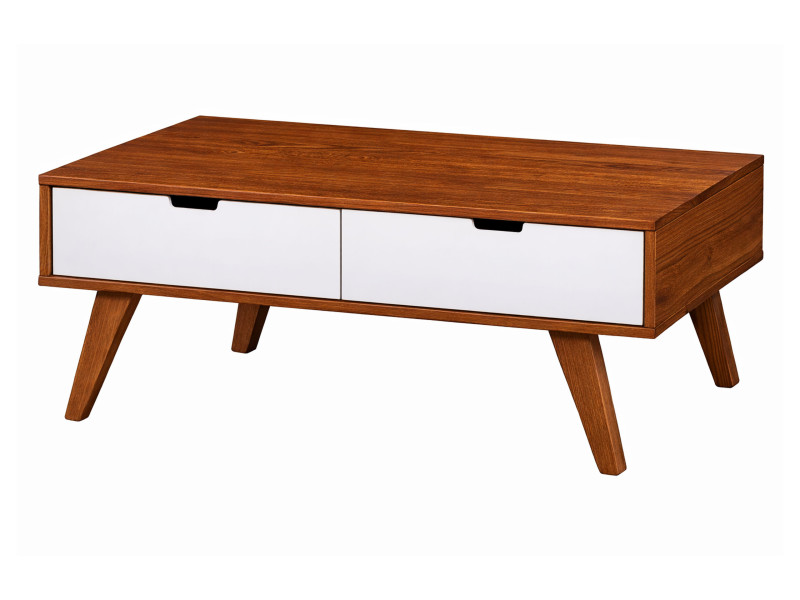 Ława Malmo 120 cm drewniana 4 szuflady, kolor kasztan + bielony 963930