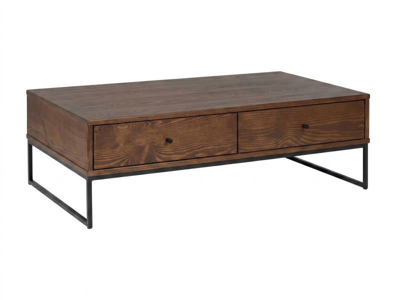 Ława Megan loft drewno i metal 4 szuflady, kolor brązowy 1056949