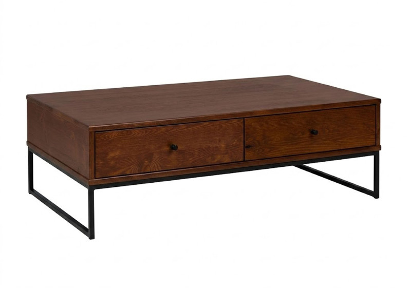 Ława Megan loft drewno i metal 4 szuflady, kolor kasztan 670021
