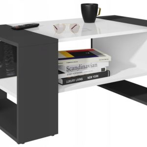 Ława MENO biały-czarny z pojemną półką stolik kawowy 100cm loft retro 770968 Ława MENO biały-czarny z pojemną półką stolik kawowy 100cm loft retro 770968