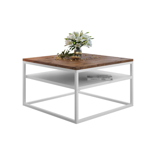 Ława NOVA z półką - Biały / dąb stirling 93492