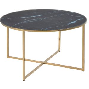Ława okrągła 80 cm Marbela Black ze złotym metalem 770395 Ława okrągła 80 cm Marbela Black ze złotym metalem 770395