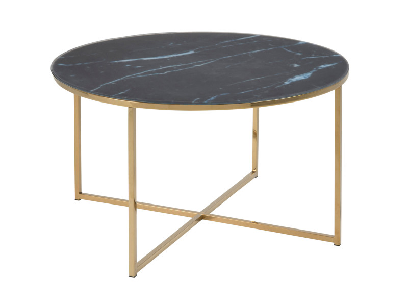 Ława okrągła 80 cm Marbela Black ze złotym metalem 770395