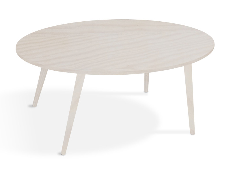 Ława Owalna Vintage 120 cm drewniana, kolor bielony 670026