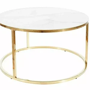 Ława SABINE 80×80 biały marmur/złota 874157 Ława SABINE 80×80 biały marmur/złota 874157