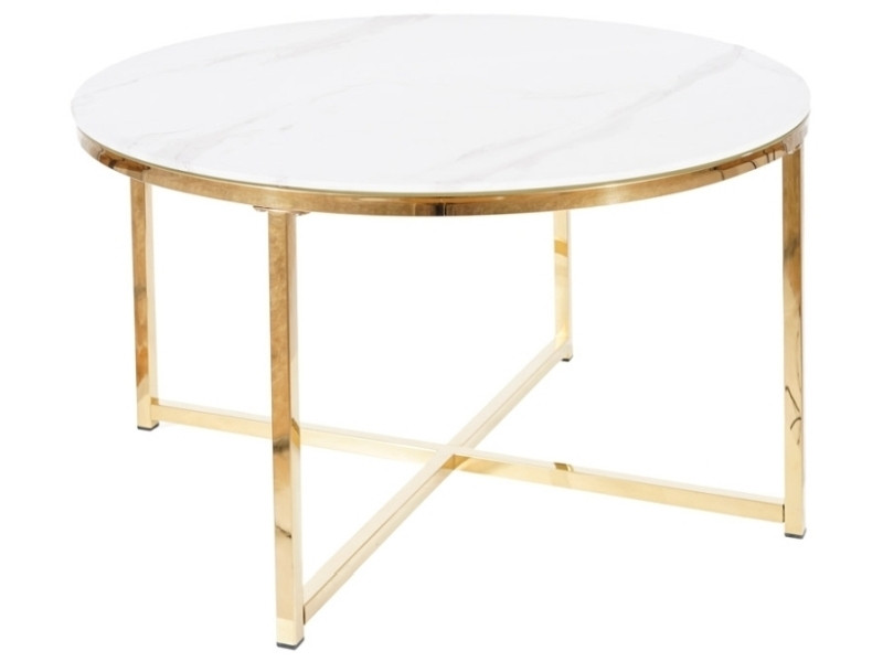 Ława SALMA 80x80 marmur/złota 874634