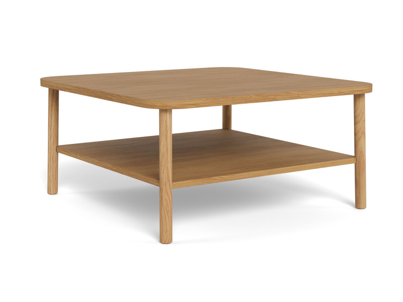 Ława Scala 90x90 kwadratowa z półką, dębowa 939822