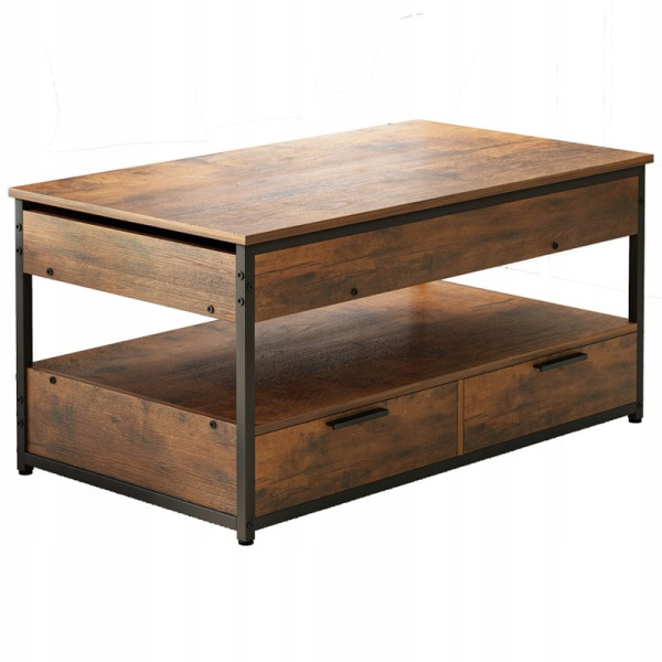 Ława stolik drewniany kawowy loft rozkładany szuflady salonu stół 100 cm 736919