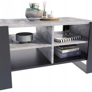 Ława stolik kawowy FIGA beton-czarny stół z półką półkami loft schowek PER 517453 Ława stolik kawowy FIGA beton-czarny stół z półką półkami loft schowek PER 517453
