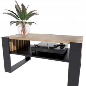 Ława stolik kawowy IGA artisan czarny z lamelami loft retro 248850