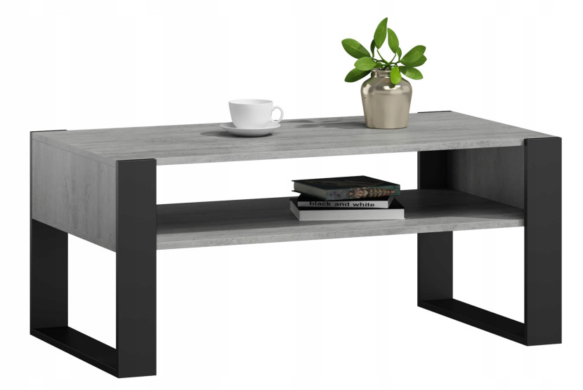 Ława stolik kawowy KAJA 120cm beton-czarny loft retro PER 301629