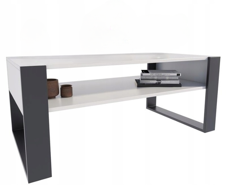Ława stolik kawowy KAJA 120cm biały-czarny loft 517442