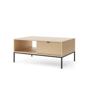 Ława Stolik Kawowy NOVA 104 cm – 2 Szuflady, Dąb Vicenza na Czarnym Stelażu 829238 Ława Stolik Kawowy NOVA 104 cm – 2 Szuflady, Dąb Vicenza na Czarnym Stelażu 829238