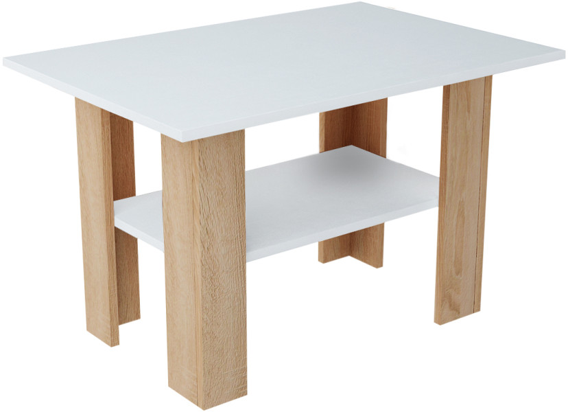 Ława Stolik T001 Dąb Sonoma-Biały 55x87x60 cm Bestseller 573584