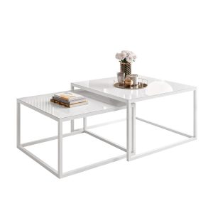 Ława YOSHI 2w1 biały/białe szkło 39/45 191657