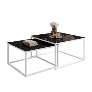 Ława YOSHI 2w1 biały/czarne szkło 39/45 191650