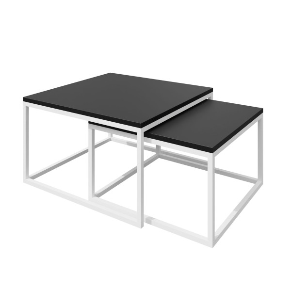 Ława Yoshi 2w1 stolik kawowy - Biały / czarny mat 36cm/42cm 100498