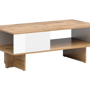 Ława Zele 120×60 z półką dąb wotan/biały połysk 21767
