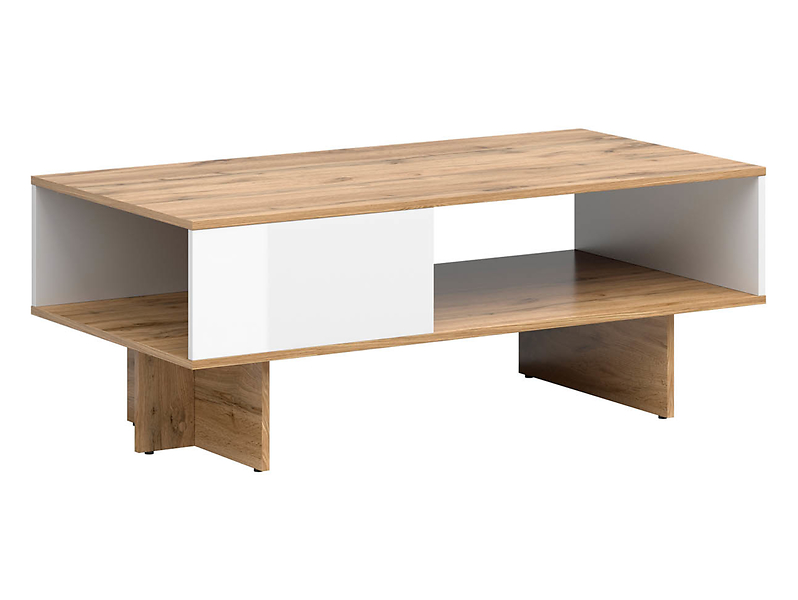 Ława Zele 120x60 z półką dąb wotan/biały połysk 21767