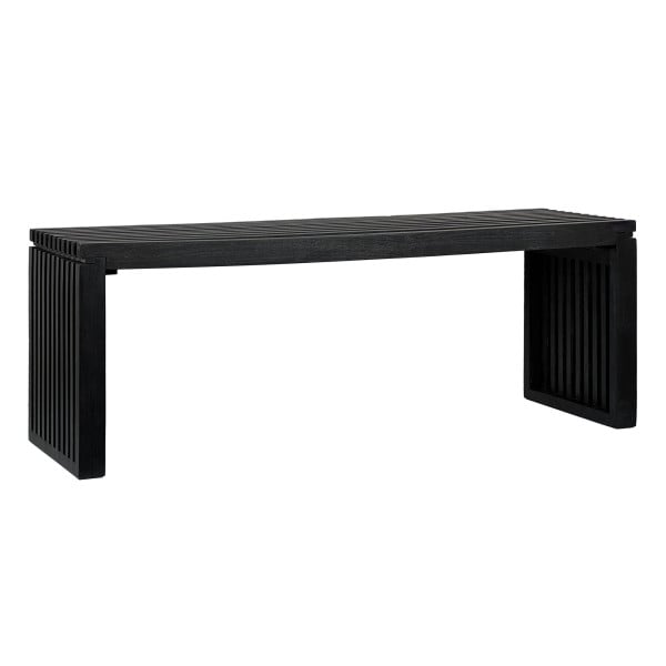 Ławka 120 cm z Drewna Akacjowego Czarna Nowoczesna Ławka do Mieszkania 770418